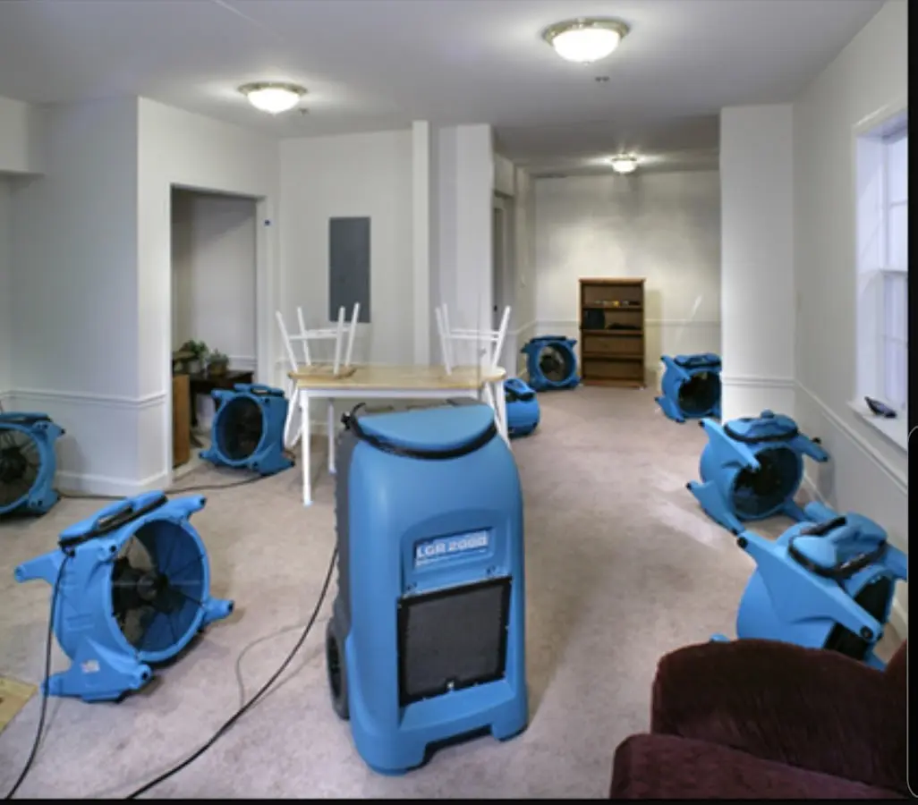 Air movers and dehumidifier setup for Water Damage Restoration in Lake Charles