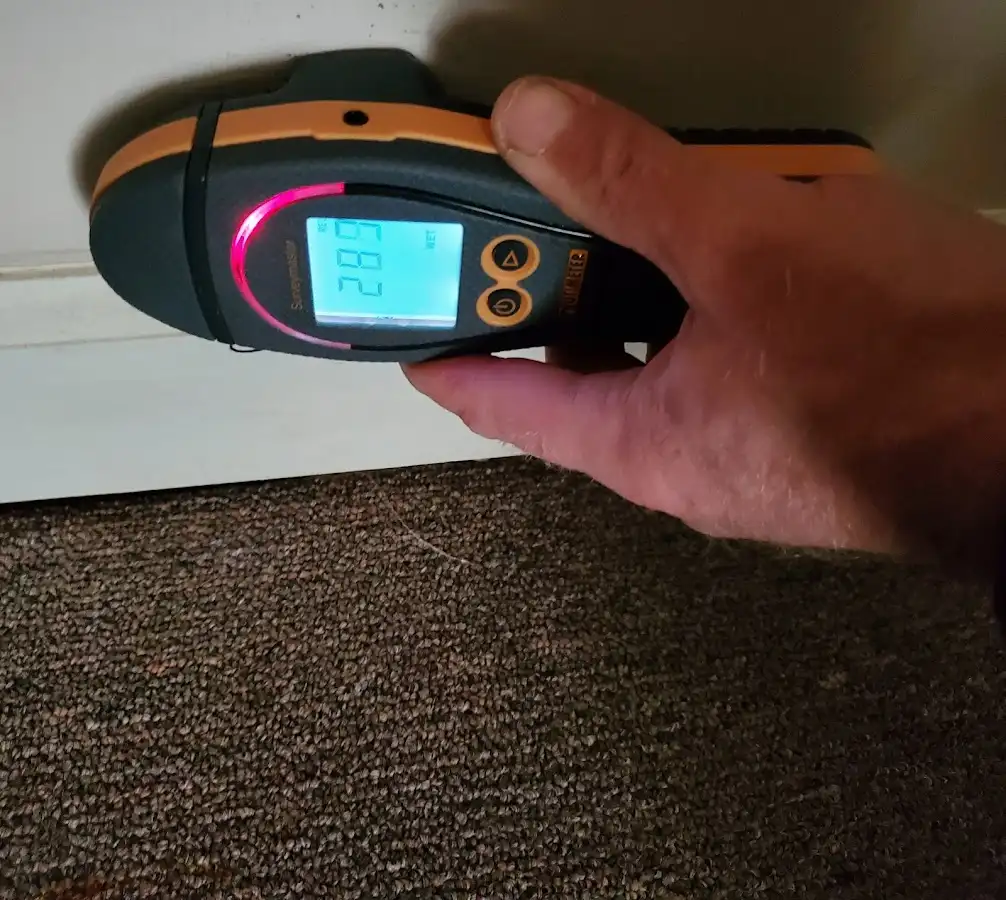 Moisture detection at baseboard during Mold Inspection & Testing in Lake Charles